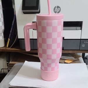 40 oz Pink Checkered LE HydraPeak Tumbler with Straw